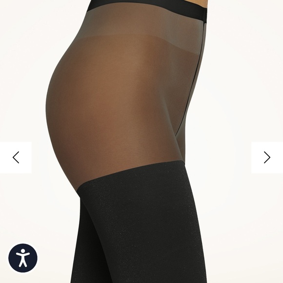 Wolford Shiny Sheer Thighs Black Small - Picture 2 of 6